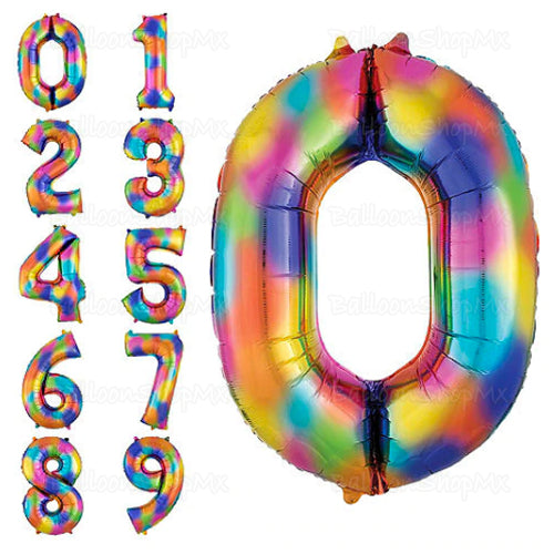 Números grandes en arcoíris