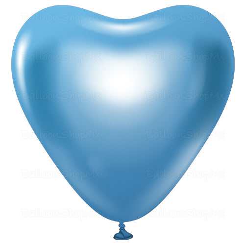 Corazón cromado azul